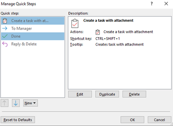 Manage Quick Steps in Outlook